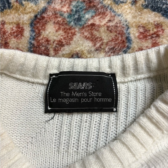 Vintage Sears Striped Shapes Pullover Sweater Medium - Picture 3 of 4